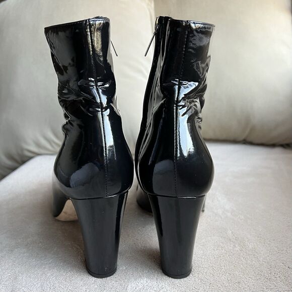 Jimmy Choo Black Patent Leather Block Heel Ankle Boot Women EU 36.5 US 6.5 Chic - Picture 10 of 16
